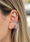 Gümüş Renk Taş Detaylı 14K Altın Kaplama TX Ear Cuff (Tek)