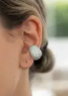 Gümüş Renk Taş Detaylı 14K Altın Kaplama TX Ear Cuff (Tek)