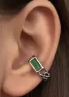 Gümüş Renk Taş Detaylı 14K Altın Kaplama TX Ear Cuff (Tek)