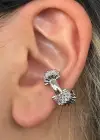 Gümüş Renk Taş Detaylı 14K Altın Kaplama TX Ear Cuff (Tek)