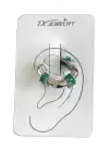 Gümüş Renk Taş Detaylı 14K Altın Kaplama TX Ear Cuff (Tek)