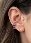 Gümüş Renk Taş Detaylı 14K Altın Kaplama TX Ear Cuff (Tek)