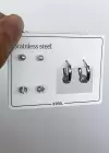 Gümüş Renk Taş Detaylı 6lı Çelik Küpe Set