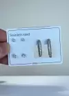 Gümüş Renk Taş Detaylı 6lı Çelik Küpe Set