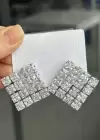 Gümüş Renk Taş Detaylı Abiye Küpe(Çift)