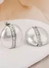 Gümüş Renk Taş Detaylı Abiye Küpe (Çift)
