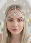 Gümüş Renk Taş Detaylı Alınlık/Kına Aksesuarı
