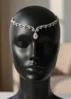 Gümüş Renk Taş Detaylı Alınlık/Kına Aksesuarı