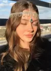 Gümüş Renk Taş Detaylı  Alınlık/Kına Aksesuarı