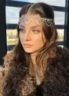 Gümüş Renk Taş Detaylı  Alınlık/Kına Aksesuarı