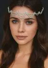 Gümüş Renk Taş Detaylı Alınlık/Kına Aksesuarı