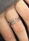 Gümüş Renk Taş Detaylı Ayarlanabilir Yüzük