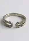 Gümüş Renk Taş Detaylı Ayarlanabilir Yüzük
