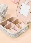 Gümüş Renk Taş Detaylı Çantalı Takı Kutusu