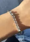 Gümüş Renk Taş Detaylı Çelik Bileklik