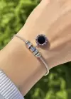 Gümüş Renk Taş Detaylı Çelik Bileklik