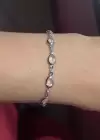 Gümüş Renk Taş Detaylı Çelik Bileklik