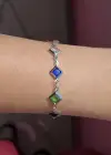 Gümüş Renk Taş Detaylı Çelik Bileklik
