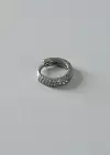 Gümüş Renk Taş Detaylı Çelik Halka Tragus/Kıkırdak Küpe/Piercing (Tek)