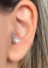 Gümüş Renk Taş Detaylı Çelik Halka Tragus/Kıkırdak Küpe/Piercing (Tek)