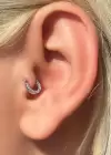 Gümüş Renk Taş Detaylı Çelik Halka Tragus/Kıkırdak Küpe/Piercing (Tek)