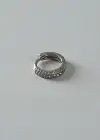 Gümüş Renk Taş Detaylı Çelik Halka Tragus/Kıkırdak Küpe/Piercing (Tek)