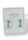 Gümüş Renk Taş Detaylı Çelik Halka Xupıng Küpe (Çift)
