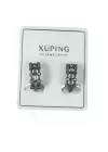 Gümüş Renk Taş Detaylı Çelik Halka Xupıng Küpe (Çift)