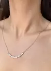 Gümüş Renk Taş Detaylı Çelik Kolye