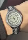 Gümüş Renk Taş Detaylı Çelik Kordonlu Kadın Saat