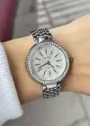 Gümüş Renk Taş Detaylı Çelik Kordonlu Kadın Saat