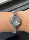 Gümüş Renk Taş Detaylı Çelik Kordonlu Kadın Saat