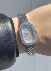 Gümüş Renk Taş Detaylı Çelik Kordonlu Kadın Saat