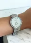 Gümüş Renk Taş Detaylı Çelik Kordonlu Kadın Saat