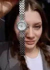 Gümüş Renk Taş Detaylı Çelik Kordonlu Kadın Saat