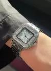 Gümüş Renk Taş Detaylı Çelik Kordonlu Kadın Saat