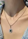 Gümüş Renk Taş Detaylı Çelik Serenay Kolyesi