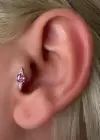 Gümüş Renk Taş Detaylı Çelik Tragus/Kıkırdak Küpe/Piercing (Tek)
