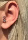 Gümüş Renk Taş Detaylı Çelik Tragus/Kıkırdak Küpe/Piercing (Tek)