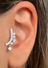 Gümüş Renk Taş Detaylı Çelik Tragus/Kıkırdak Küpe/Piercing (Tek)