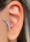 Gümüş Renk Taş Detaylı Çelik Tragus/Kıkırdak Küpe/Piercing (Tek)
