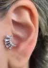 Gümüş Renk Taş Detaylı Çelik Tragus/Kıkırdak Küpe/Piercing (Tek)