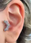 Gümüş Renk Taş Detaylı Çelik Tragus/Kıkırdak Küpe/Piercing (Tek)