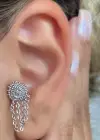 Gümüş Renk Taş Detaylı Çelik Tragus/Kıkırdak Küpe/Piercing (Tek)