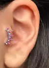 Gümüş Renk Taş Detaylı Çelik Tragus/Kıkırdak Küpe/Piercing (Tek)