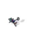 Gümüş Renk Taş Detaylı Çelik Tragus/Kıkırdak Küpe/Piercing (Tek)