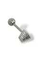 Gümüş Renk Taş Detaylı Çelik Tragus/Kıkırdak Küpe/Piercing (Tek)