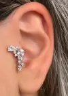 Gümüş Renk Taş Detaylı Çelik Tragus/Kıkırdak Küpe/Piercing (Tek)