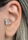Gümüş Renk Taş Detaylı Çelik Tragus/Kıkırdak Küpe/Piercing (Tek)