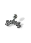 Gümüş Renk Taş Detaylı Çelik Tragus/Kıkırdak Küpe/Piercing (Tek)